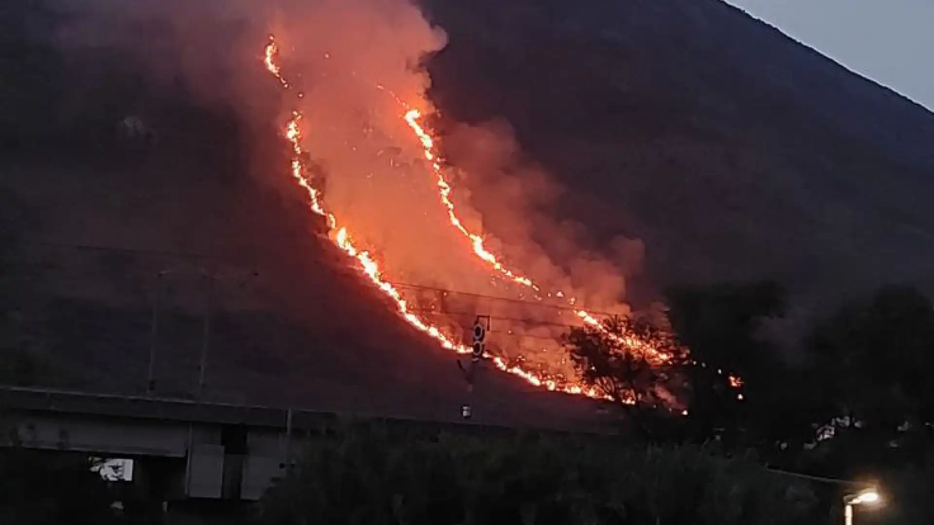 Venafro: a fuoco Monte Santa Croce. Le fiamme minacciano abitazioni e zona attigua alla città. I Carabinieri sulle possibili tracce dei piromani.